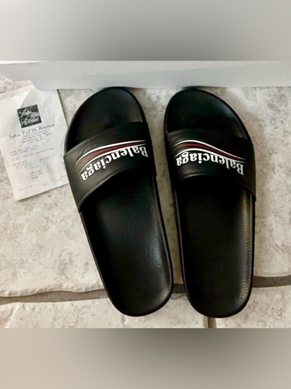 AUTHENTIC Balenciaga Black Sandals campaign Pool Slide 38 7.5 8 RECEIPT AVAIL